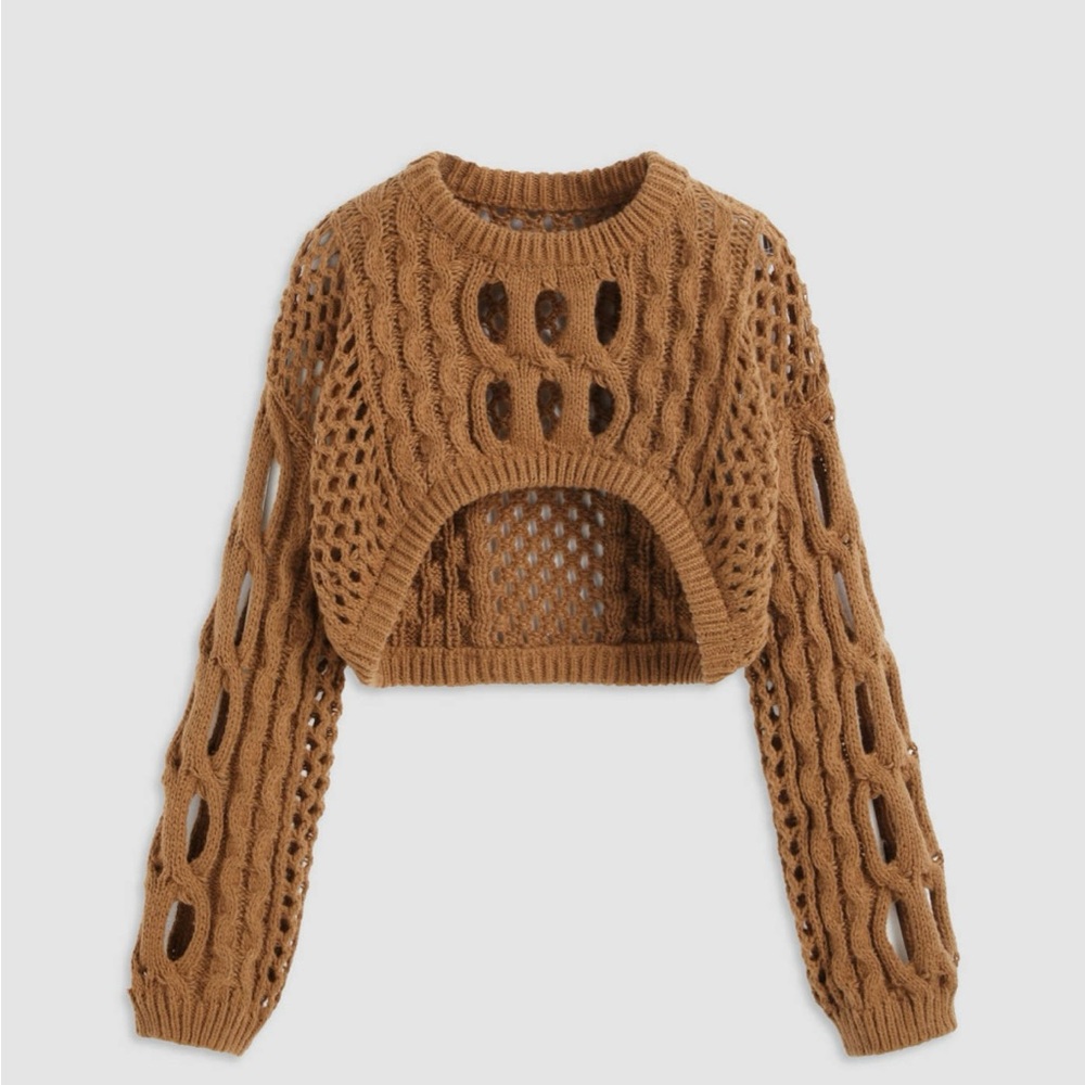 Cider Open-Knit Tan Sweater